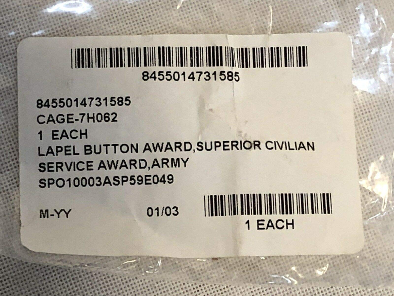 ML-L1312 Army Superior Civilian Service Award Lapel Pin MEDALS