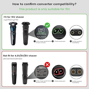 Newding 15V Compatible with Philips Norelco Charger, HQ8505 Razor Power Cord for (Older Shaver) Series 3000 5000 6000 7000 9000, Multigroom MG5750 MG7750 MG7770 MG7790 BodyGroomer BG7030 BG7040 BG5025