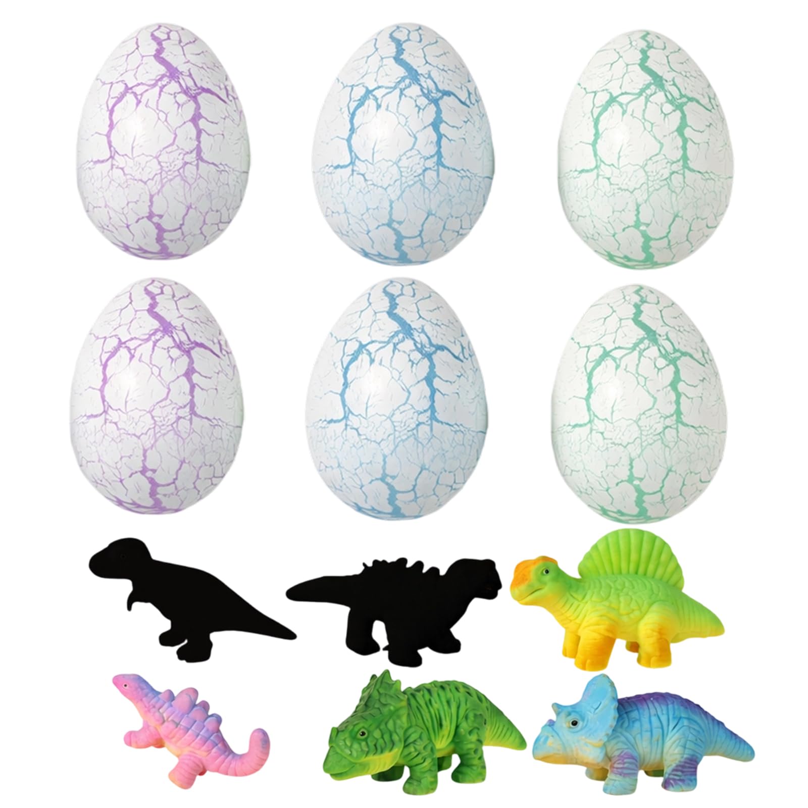 6PCS Hatching Dinosaur Egg, Dinosaur Hatching Rainbow Eggs, Primal Hatch Dinosaur Egg Toy Set, Dinosaur Eggs with Hatching Feature, Five Piece Educational, Random Dinosaur Collection for Creative Play