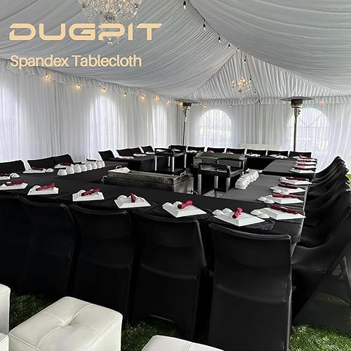 Miniatura 7 de Paquete de 10 fundas de mesa de elastano negro de 6 pies (72 x 30 x 30 pulgadas) ajustadas, elásticas, resistentes a las arrugas y lavables, mantel