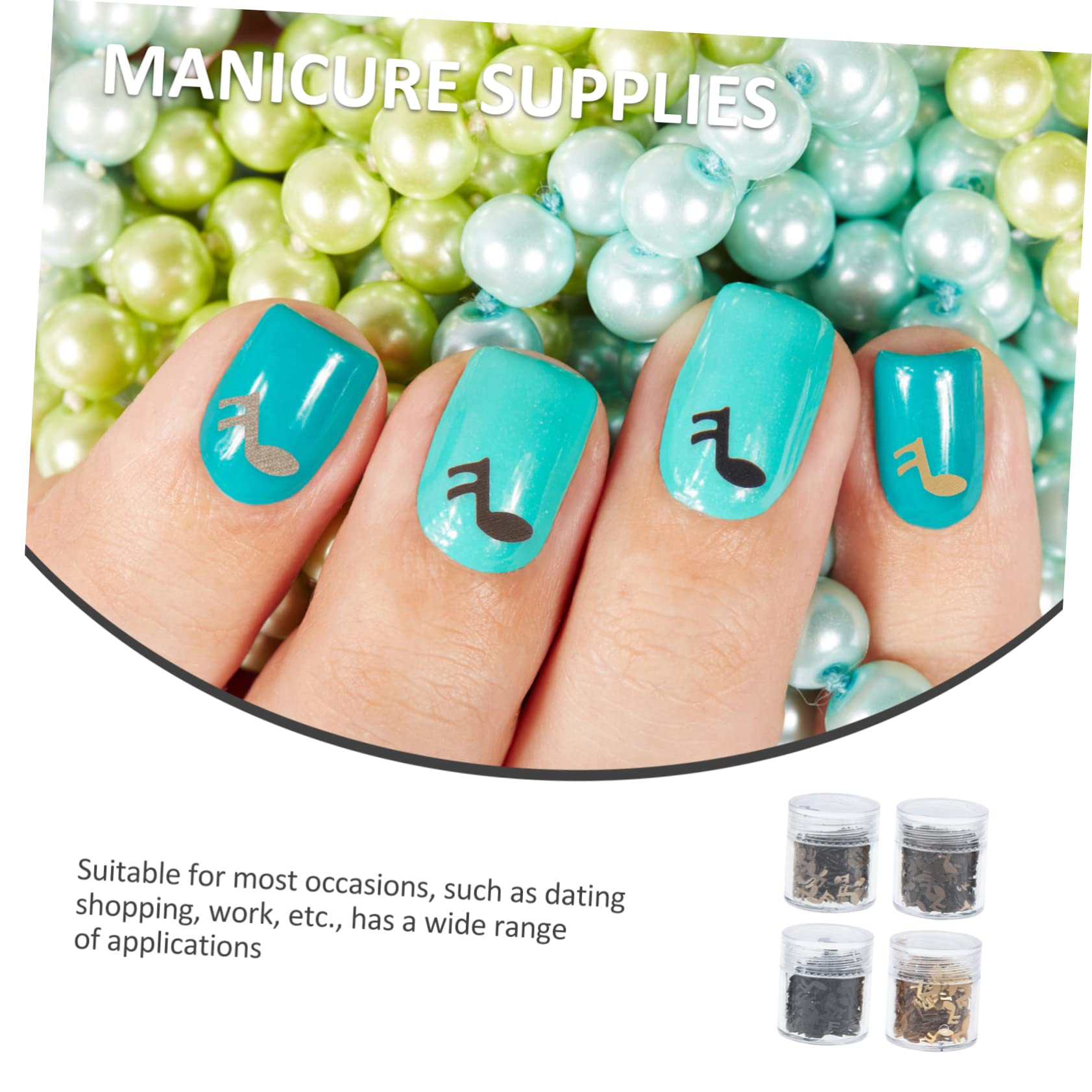 Healeved 4 Set Di Paillettes Per Unghie A Forma Di Nota Glitter Materiali in Pvc Resistenti Per Manicure 4 Scatole*4