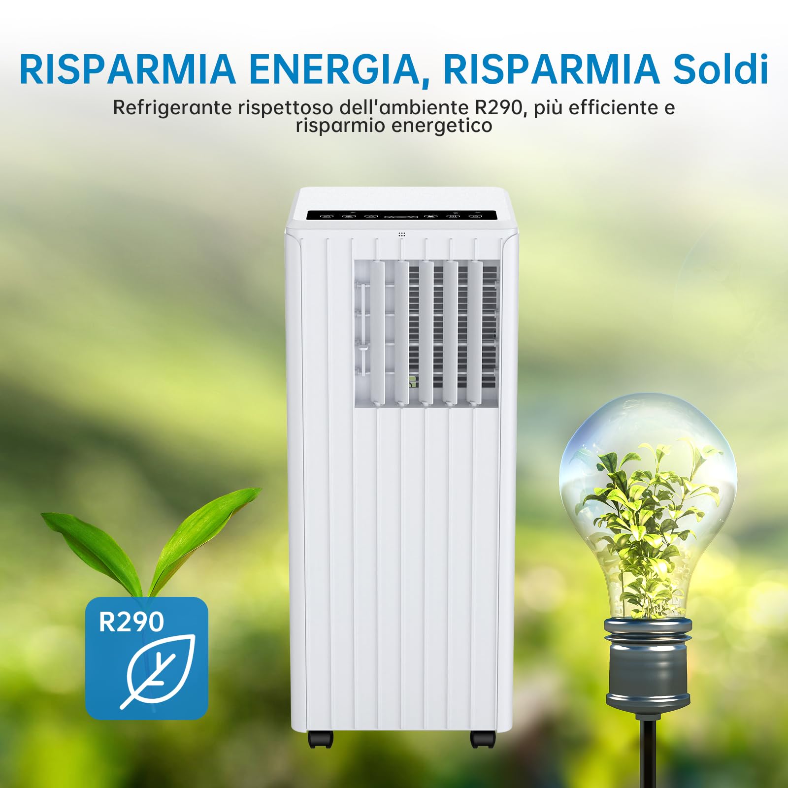 Garvee Climatiseur Mobile 9000 BTU, Climatiseur Portable 3-en-1 Refroidissement/Ventilation/Déshumidification, Silencieux 51-65 dB, R290, Classe A, Kit Fenêtre et Télécommande (A030A)
