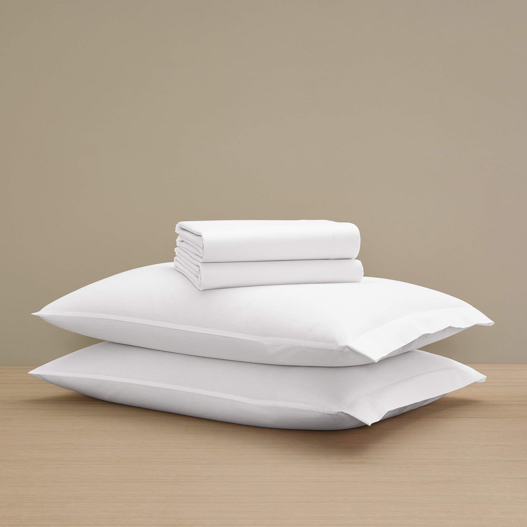 Percale Classic Sheet Set (King) - Luxury All-White Bedding Sheet Set/Includes Pillowcases, Top Sheet, and Fitted Sheet