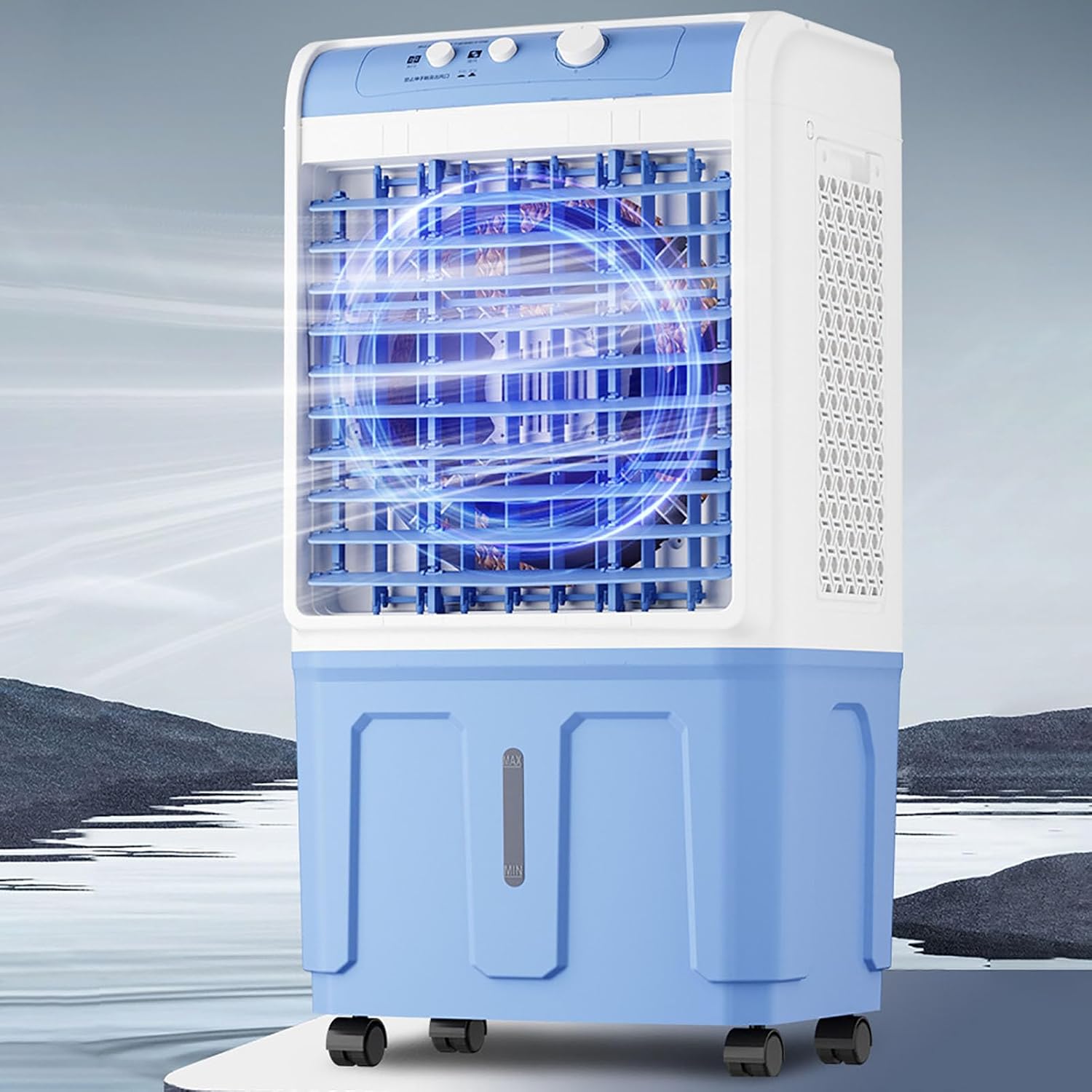 Portable Air Cooler Evaporative,Industrial Cooling Fan,Outdoor Air Conditioner,120° Oscillation Swamp Cooler,30L Large Water Tank,3 Speeds,Knob Control,4 Ice Packs,for Multi-Scenario Use