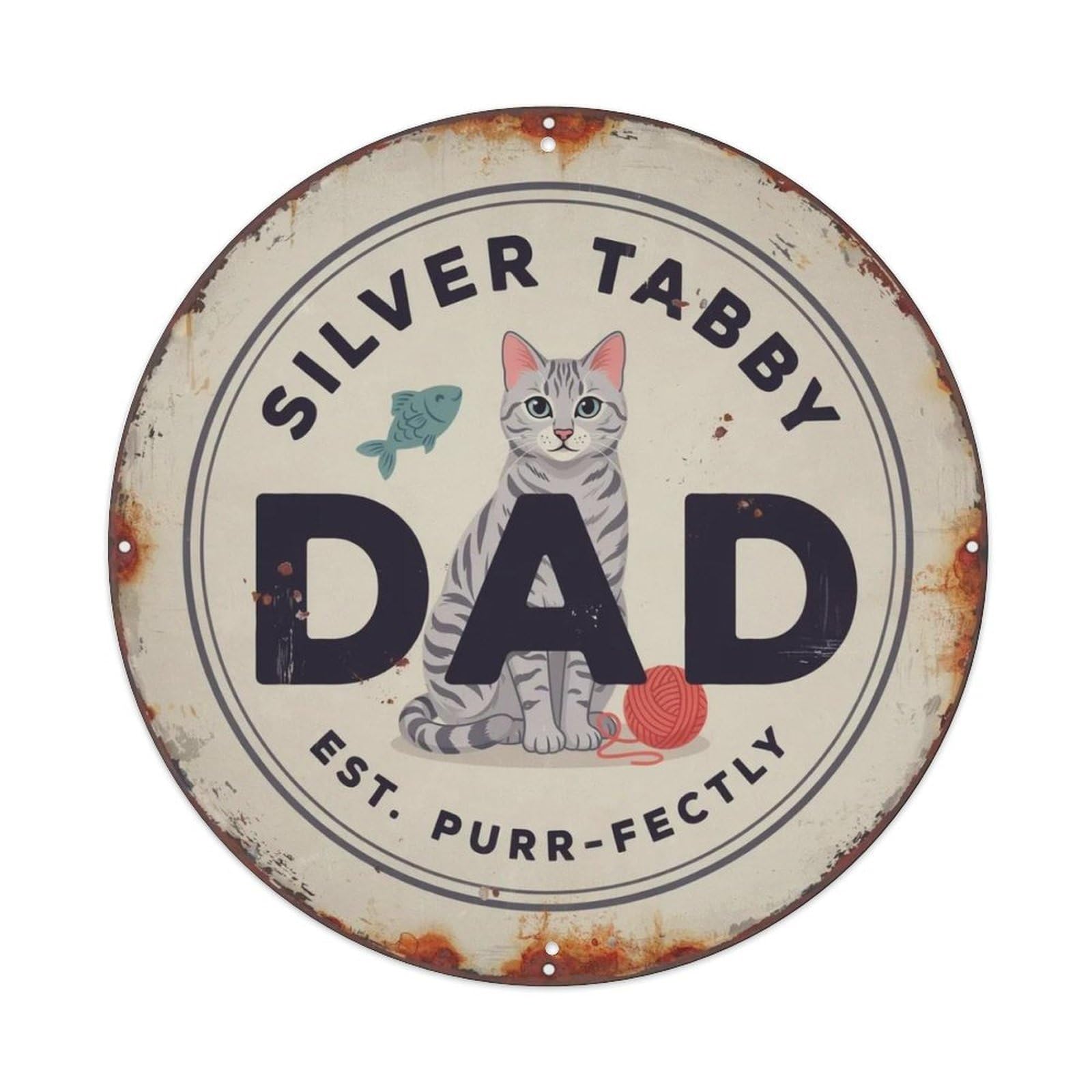 Silver Tabby Dad Metal Tin Sign Plaque