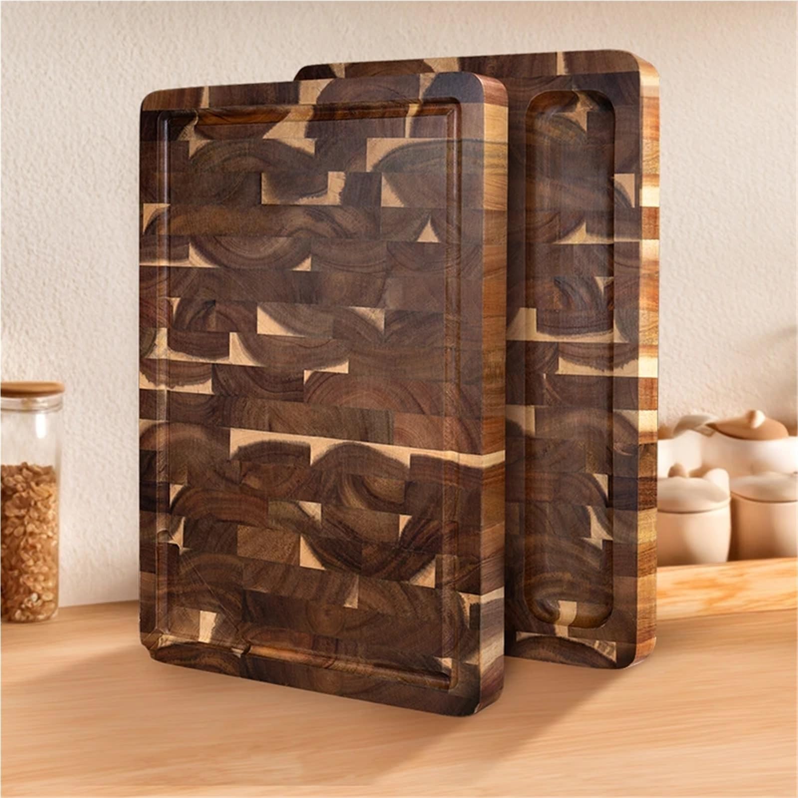 Tabla de cortar de acacia de doble cara con ranura for jugo