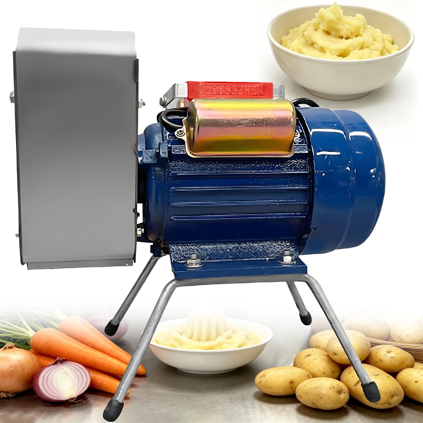 Kartoffelpresse Aus Edelstahl 750W, Hohe Effizienz 20-30KG/H. Erstellt Feine Stampfgerichte, geeignet für Restaurants, Imbisse und Haushaltsküchen