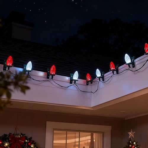 Miniatura 7 de Dazzle Bright C9 - Guirnalda de luces de Navidad, 100 luces LED de 66 pies, impermeables, conectables con 100 clips de resorte, decoración de