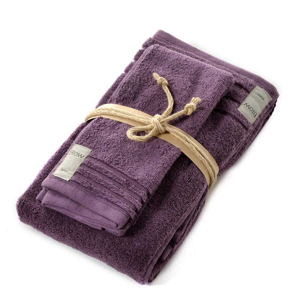 Fazzini Coccola hôte et Serviette, 100% Coton, Aubergine, 110 x 60 x 0,5 cm, 2 unités