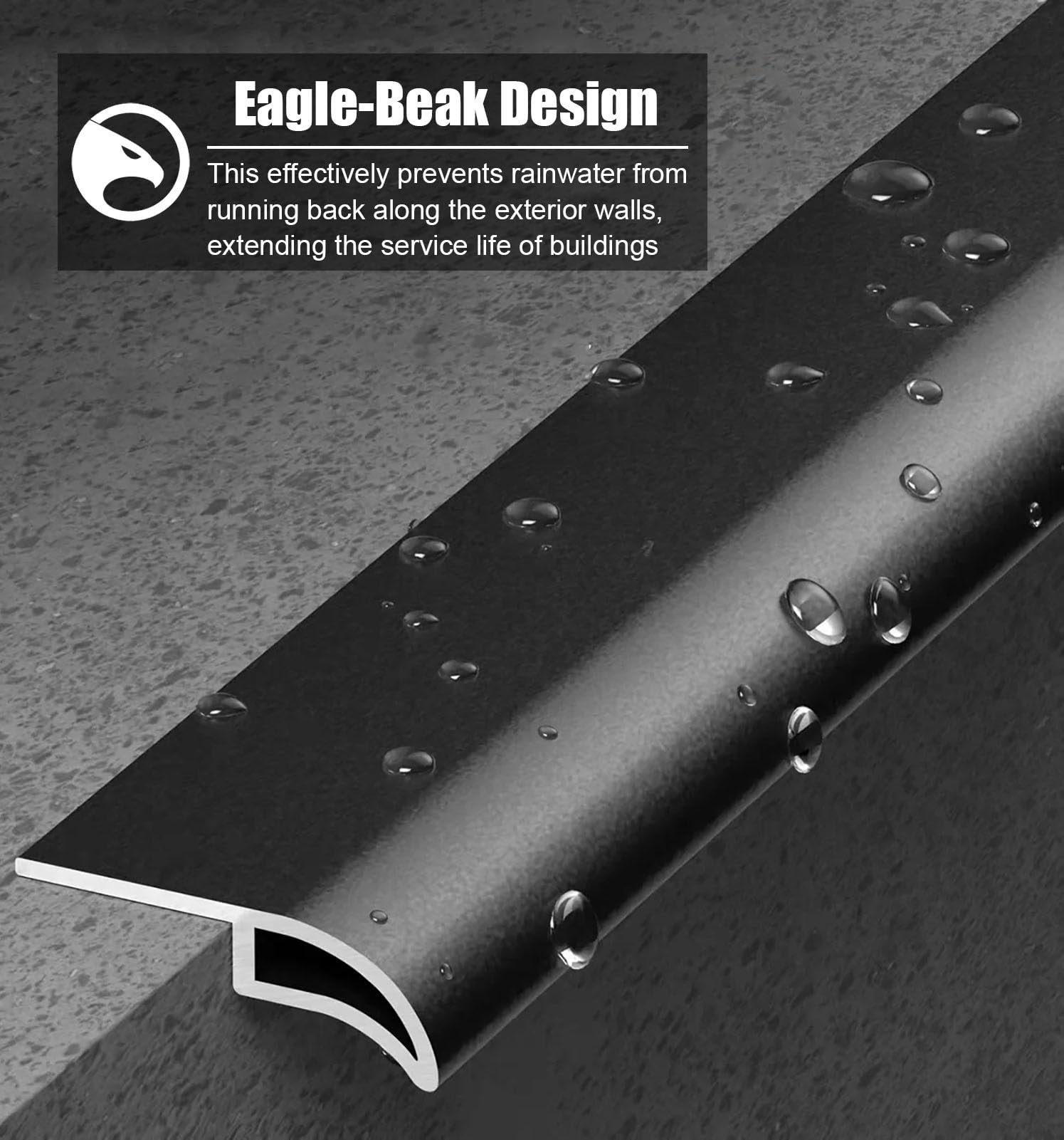 Vierteaguas Muro Exterior Deflector de Borde para Goteo en Tejado | Barrera de Aluminio Contra el Agua para Paredes Exteriores, Alféizares de Ventanas y Puertas Exteriores(Brown,2.5m(8.2ft))