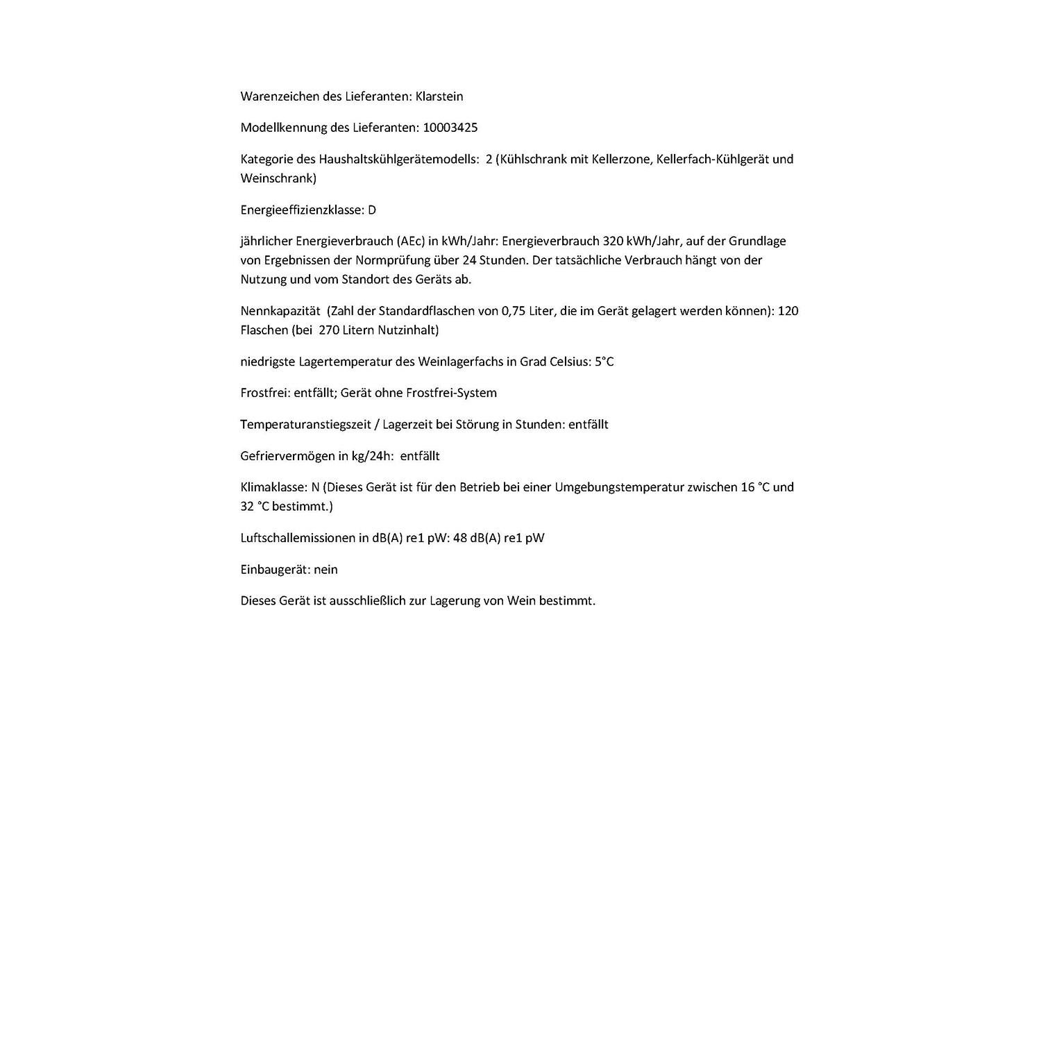 Klarstein Refroidisseur de vin à vin (Autonome, Porte en verre, 270 L, Baies d’étagère, Filtre à charbon actif) Noir