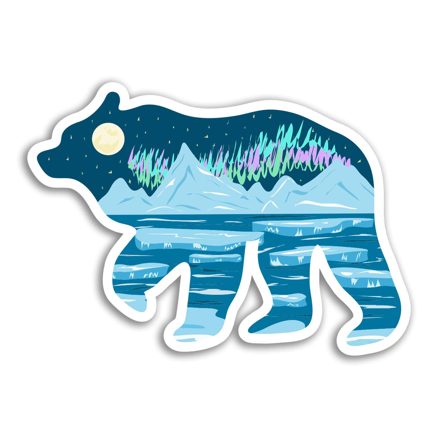 2 x 10cm Aurora Polar Bear Vinyl Stickers - Arctic Wild Animal Sticker #18457 (10cm Wide)