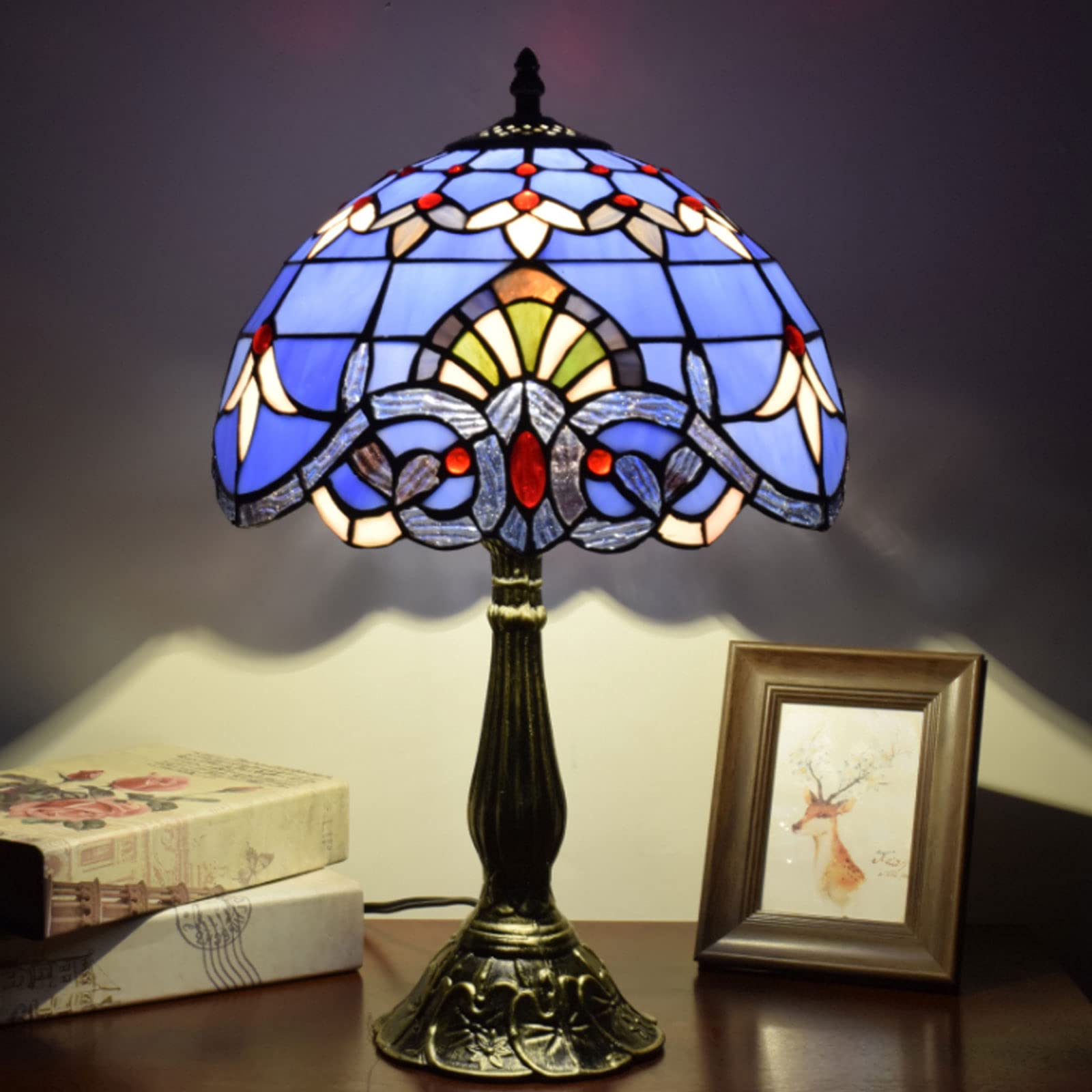 バロックスタイルのステンドグラス インテリアライト デスク用 古い