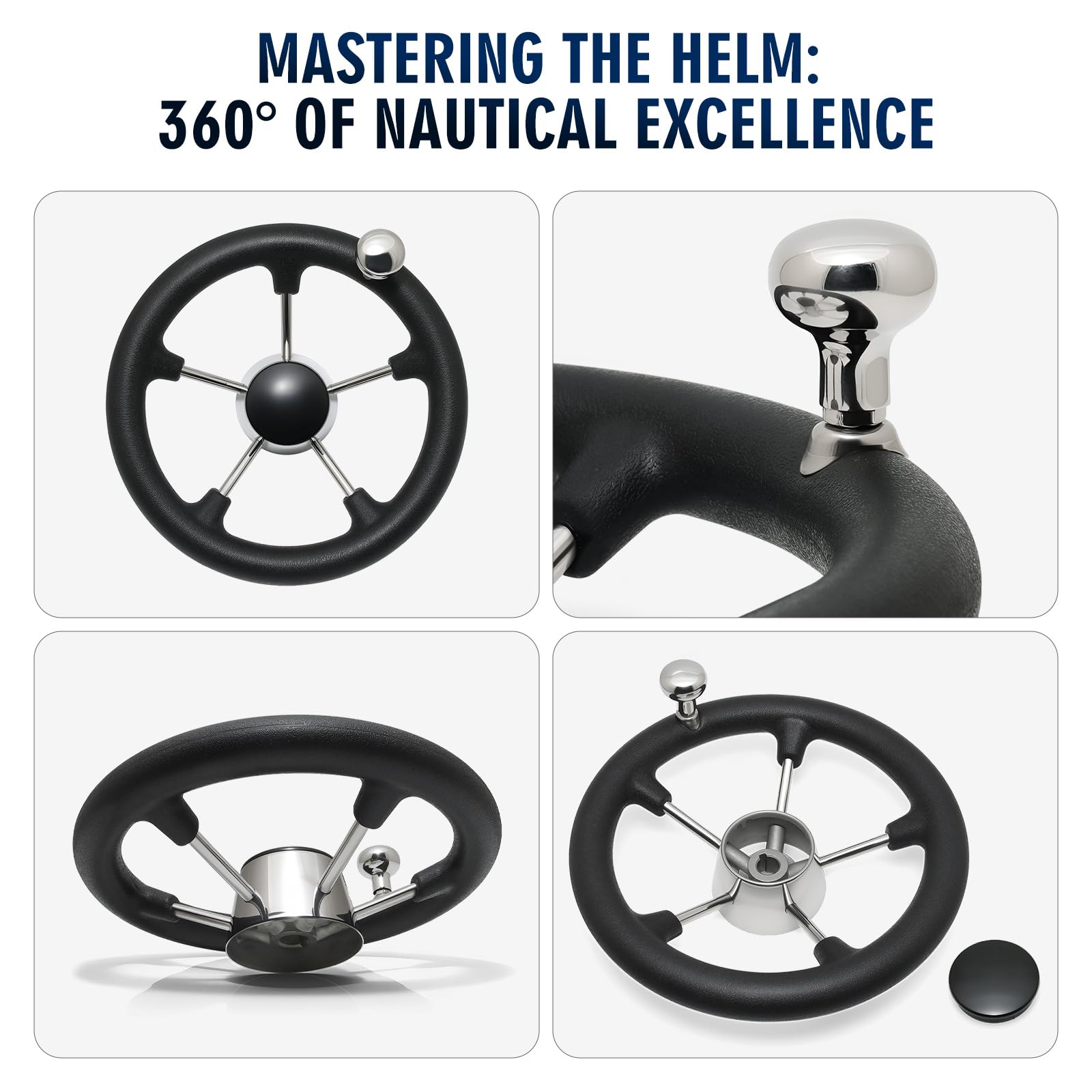 Snapklik.com : MAIMEIMI 11 Inch Boat Steering Wheel Stainless Steel ...
