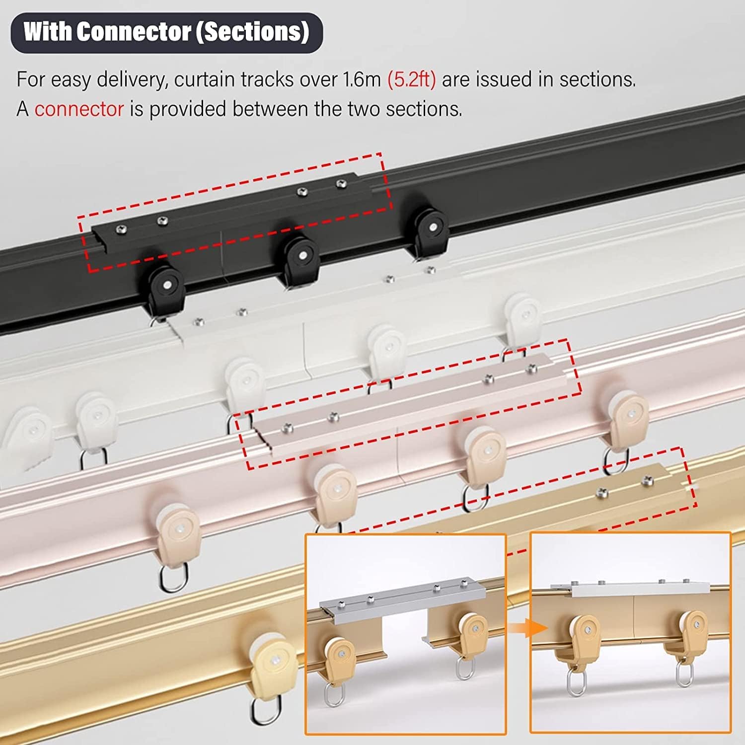 Room Divider Ceiling Track Hospital Roof Curtain Rail, Flexible Bendable Room Divider Rods/ Ceiling Drapes Track System with Sliding Roller, 3 5 6 10 15 16 18 20 Ft Window Blinds Hanging Pole Set ( Co