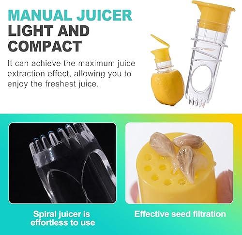 Miniatura 3 de Paquete de 2 exprimidores portátiles de limón y prensa de cítricos, exprimidor manual de mano con tapa de rosca para limas, naranjas y cócteles