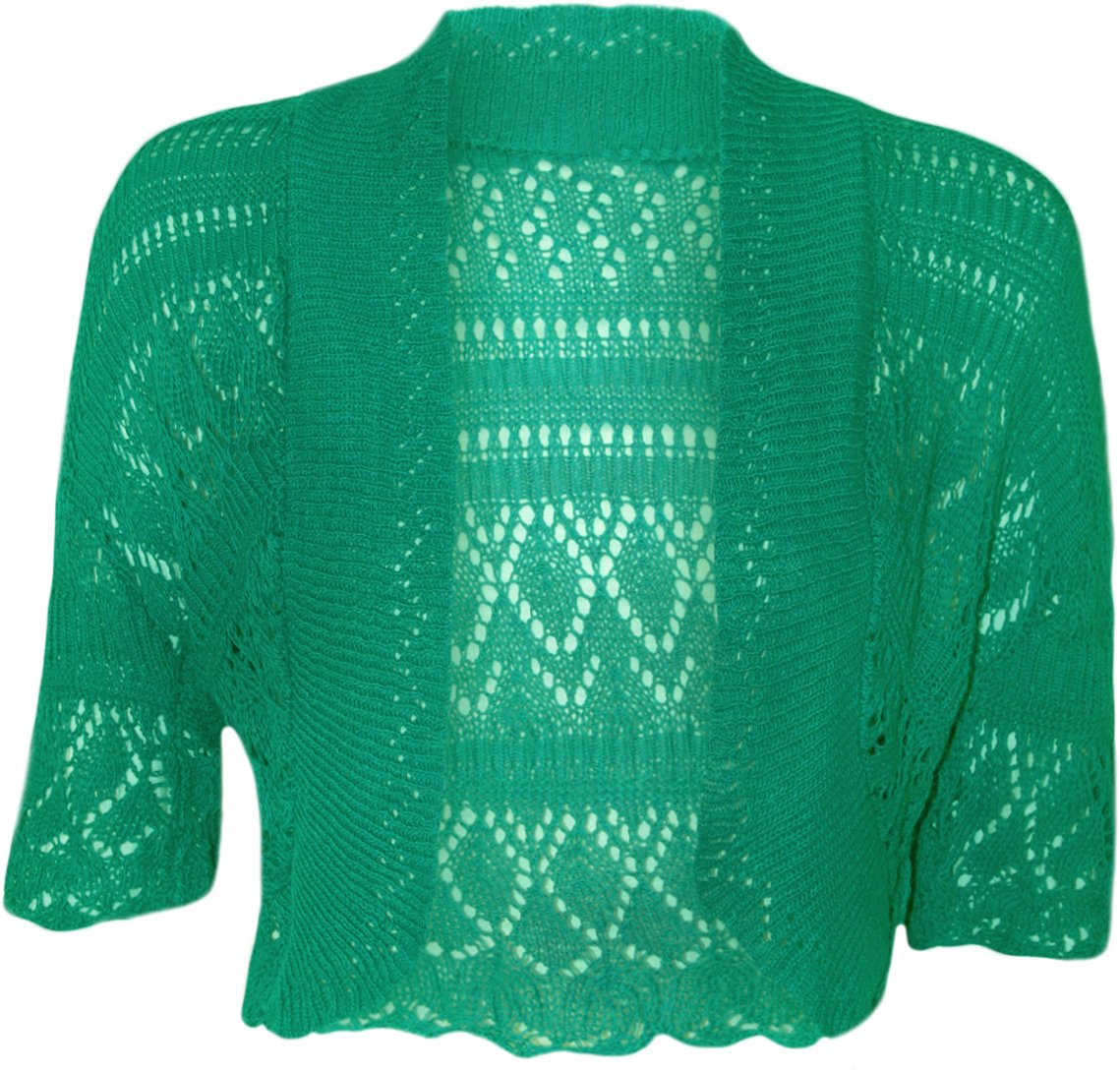 My Fashion Store Women's Jade Crochet Shrug For Knitted Bolero Shrugs Cap Sleeve Cardigan Tops -16-18