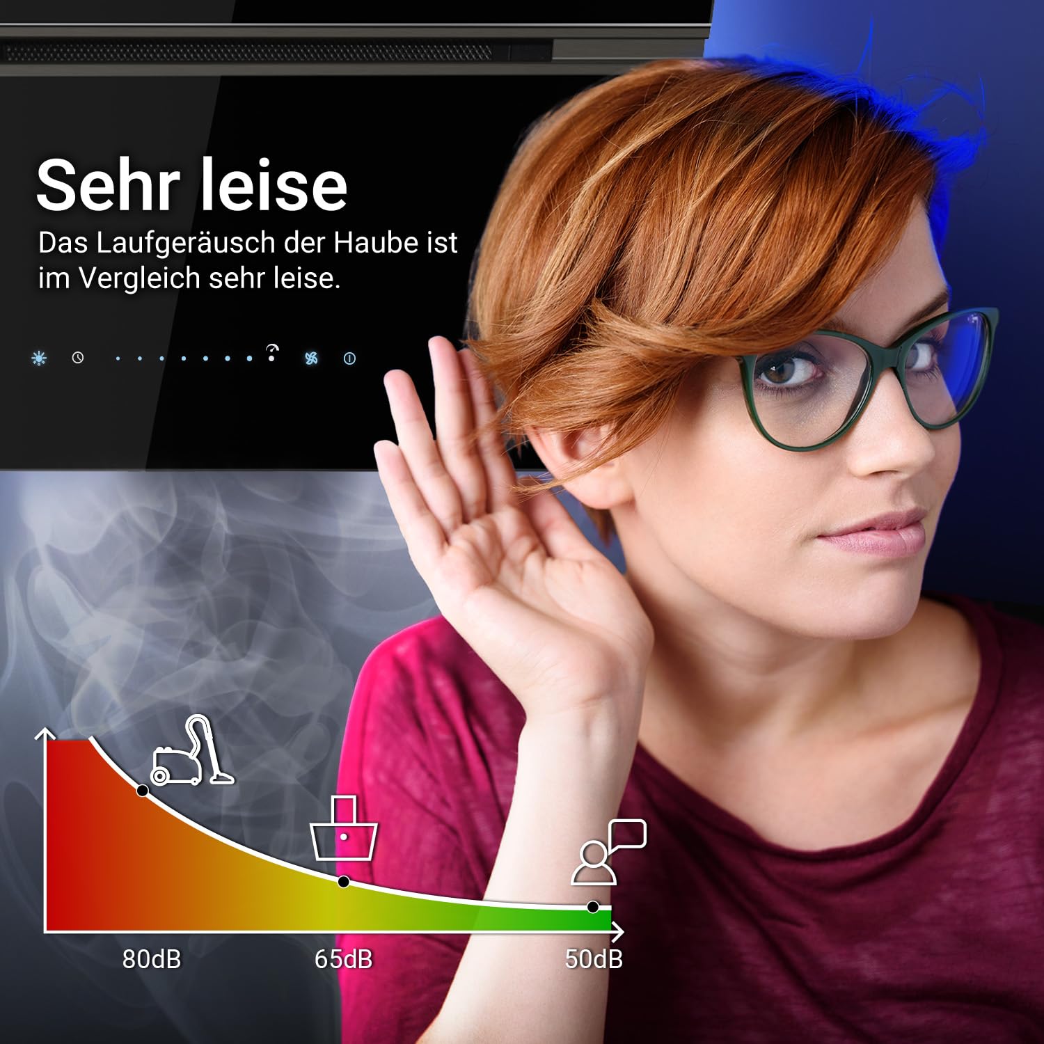 KKT KOLBE Dunstabzugshaube 60 cm 782 cbm/h Umluft Abluft Kopffrei Wandhaube Schwarz Glas WiFi SensorTouch LED