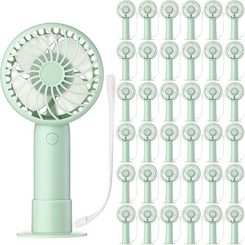 Miniatura 38 de 6 piezas Mini Ventilador de Mano Potente 3 velocidades Ventilador Personal Pequeño Portátil Recargable con Base USB para Mujeres Maquillaje de