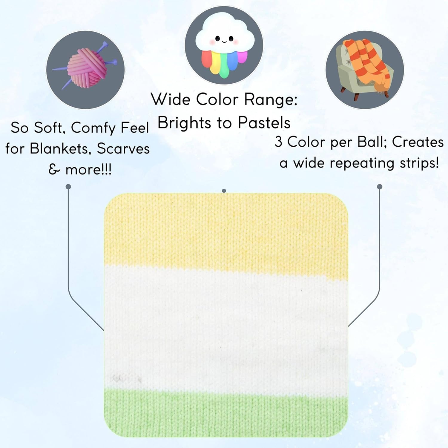 Premier Yarns Sweet Roll Melon Pop 1047-28 (6-Skeins - Same Dye Lot) Worsted Medium #4 Acrylic Yarn for Crocheting and Knitting with Project Bag