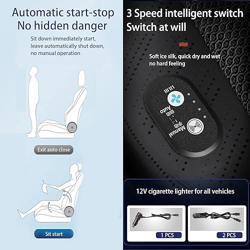 Miniatura 4 de LGNORA 16 Fans12V - Cojín de asiento de automóvil ventilado de 12 V, funda de asiento delantero de automóvil, sistema de masaje de ventilador de