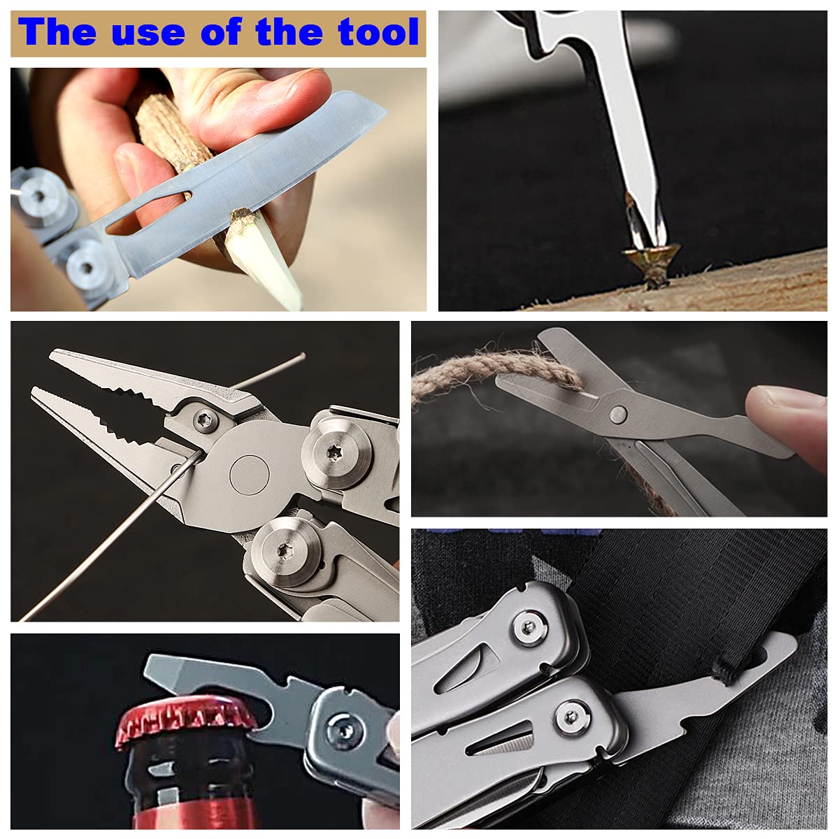 Multitool Zange Schere mit austauschbaren Backen, Edelstahl Pocket Multitools Zange und Schere mit Taschenclip für Camping, Wandern und tägliche Wartung