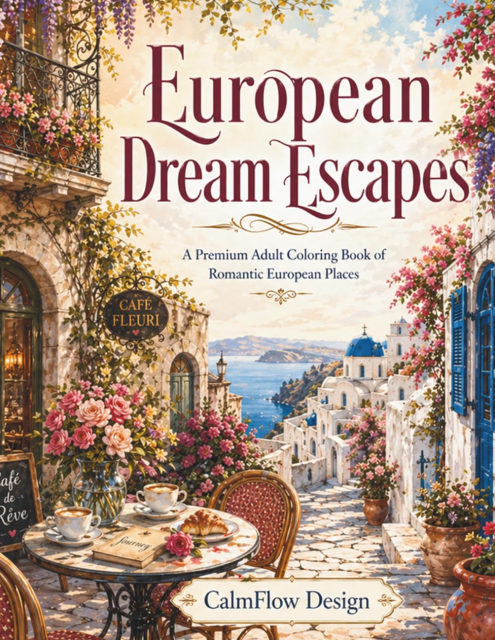 European Dream Escapes: A Premium Adult Coloring Book of Romantic European Places