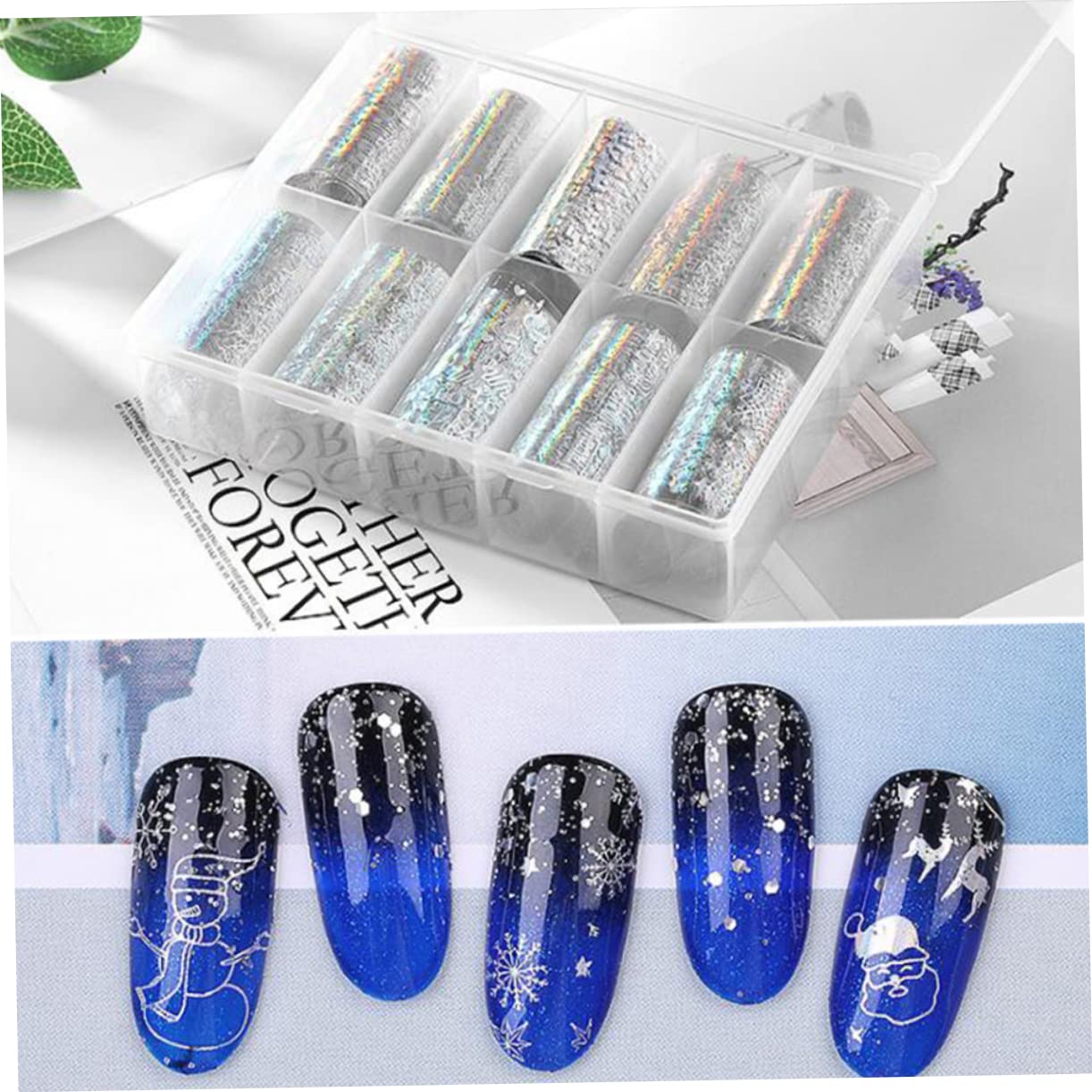 Beaupretty 9 Juegos Pegatinas De Uñas Diseños De Uñas Navideñas Etiqueta Engomada Del Arte Del Clavo Favores De Fiesta De Navidad Papel Adhesivo Mate Decoración De Uñas Navideñas
