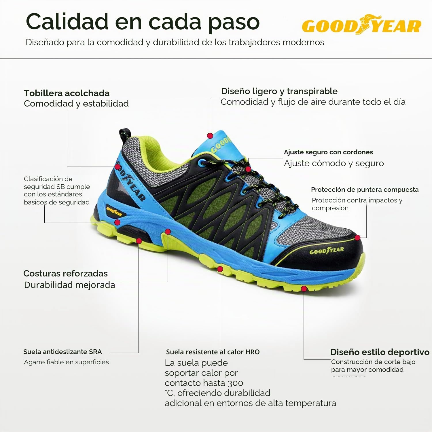 Goodyear GYSHU1503 - Zapatillas de seguridad para hombre, Multicolor, 39 EU (5.5 UK)