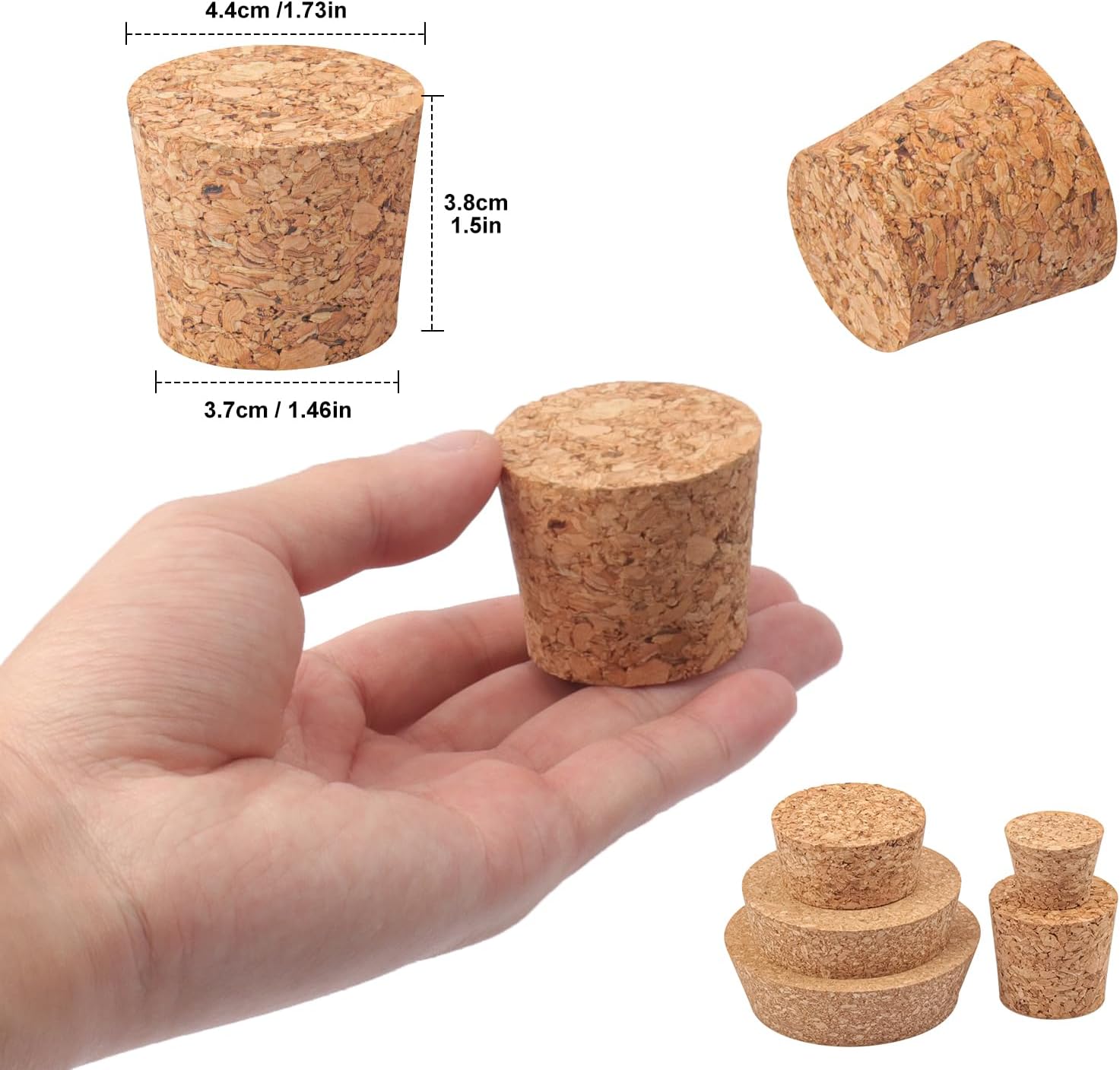 40 Pack 1.73 Inch Wine Bottle Cork Stoppers, Jar Stoppers, Cork Plugs for Bottling Needs, DIY Crafts and More