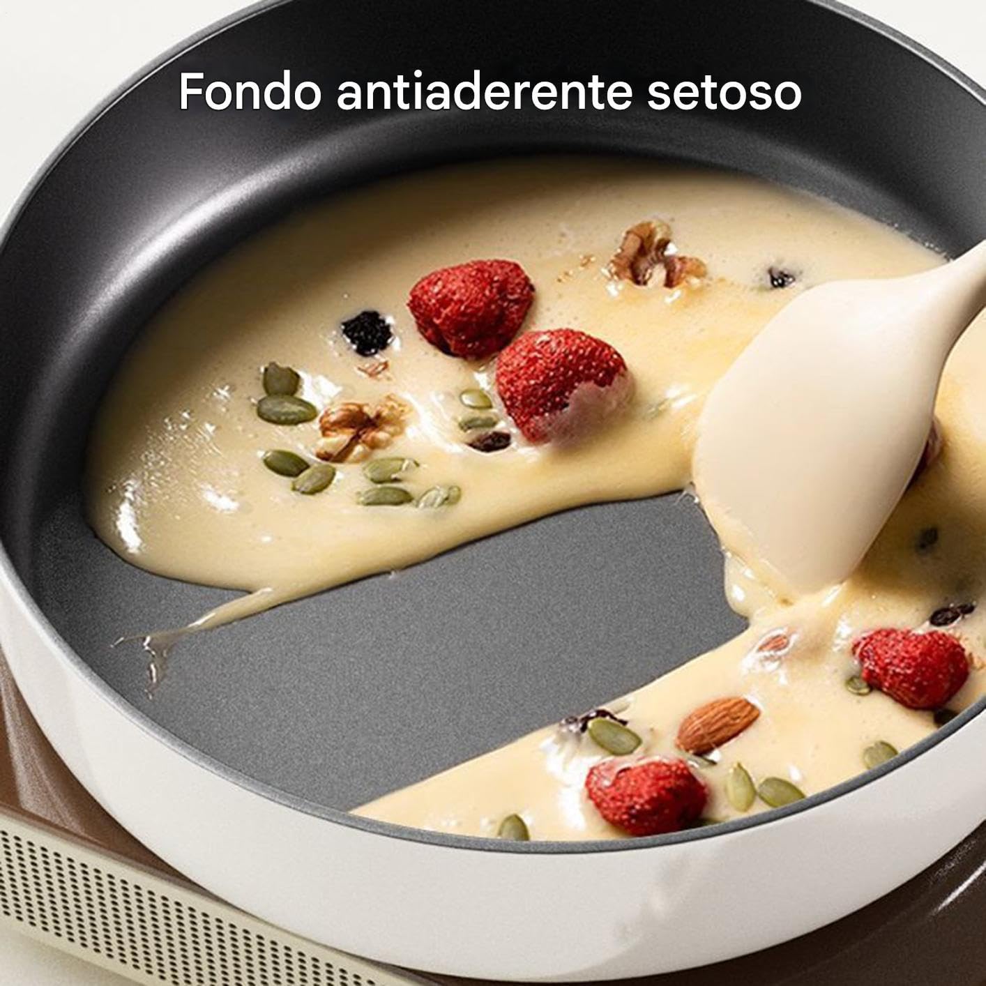 Patelnie do Smażenia Nieprzywierające Patelnia Nieprzywierająca z Pokrywą | Naczynia Kuchenne z Powłoką Ceramiczną i Rączką Odporną na Ciepło do Kuchenki Elektrycznej i Indukcyjnej oraz