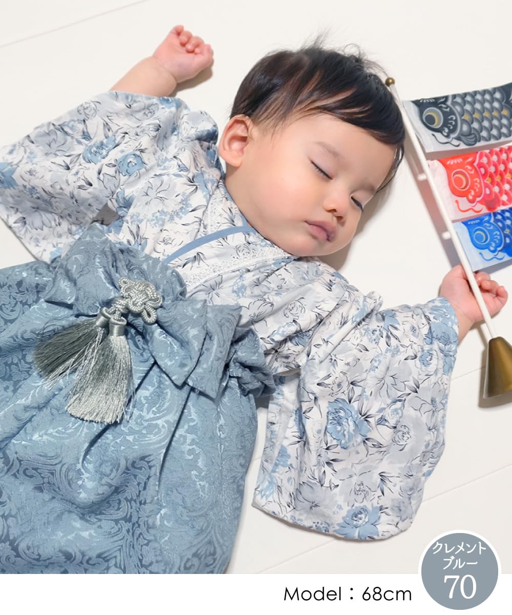 [regalo] ベビー 袴 2ピース60～100cm 女の子 男の子 セパレート ひな祭り 和装 フォーマル 赤ちゃん お宮参り 百日祝 初節句 花恋 - 3