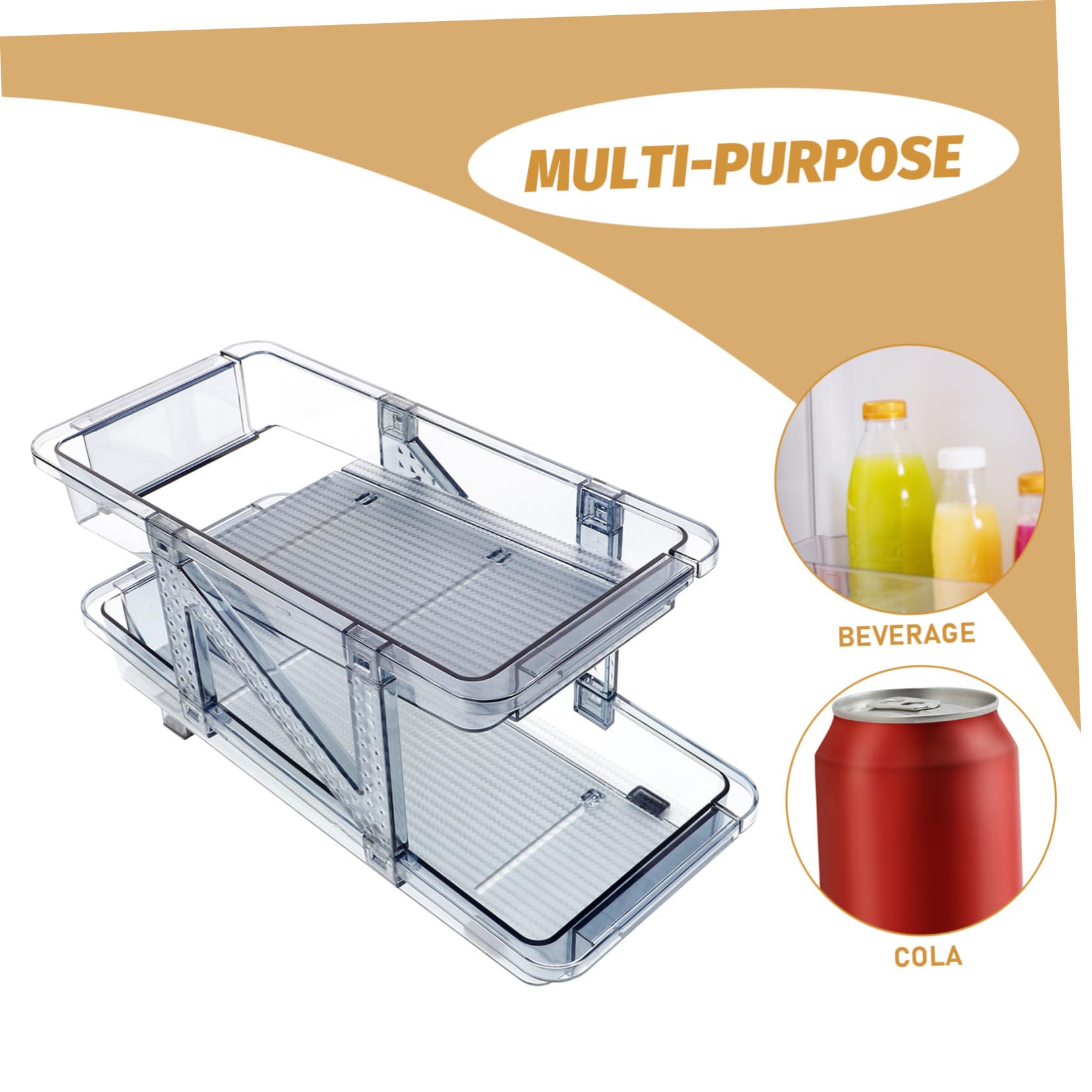 SHOWERORO Soda Can Dispenser for Refrigerator Double Tier Beverage Organizer Capacity Stackable Design for Efficient Storage Kitchen and Living Room Transparent