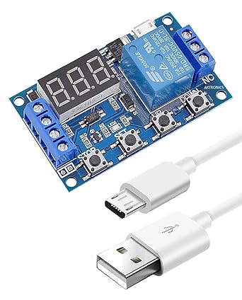 Scriptronics DC 6V~30V Multifunction Trigger Delay Time Module Switch Control Timer Relay Digit LED Display Micro USB 5V With USB Cable for Arduino