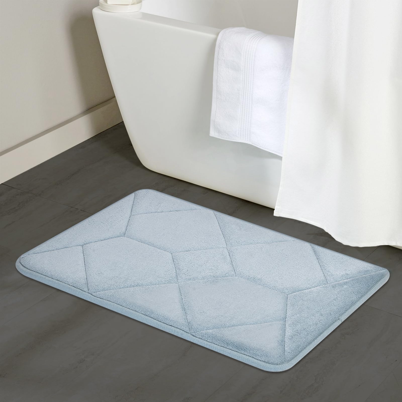 Tapis de salle de bain antidérapant et ultra absorbant Cozary gris