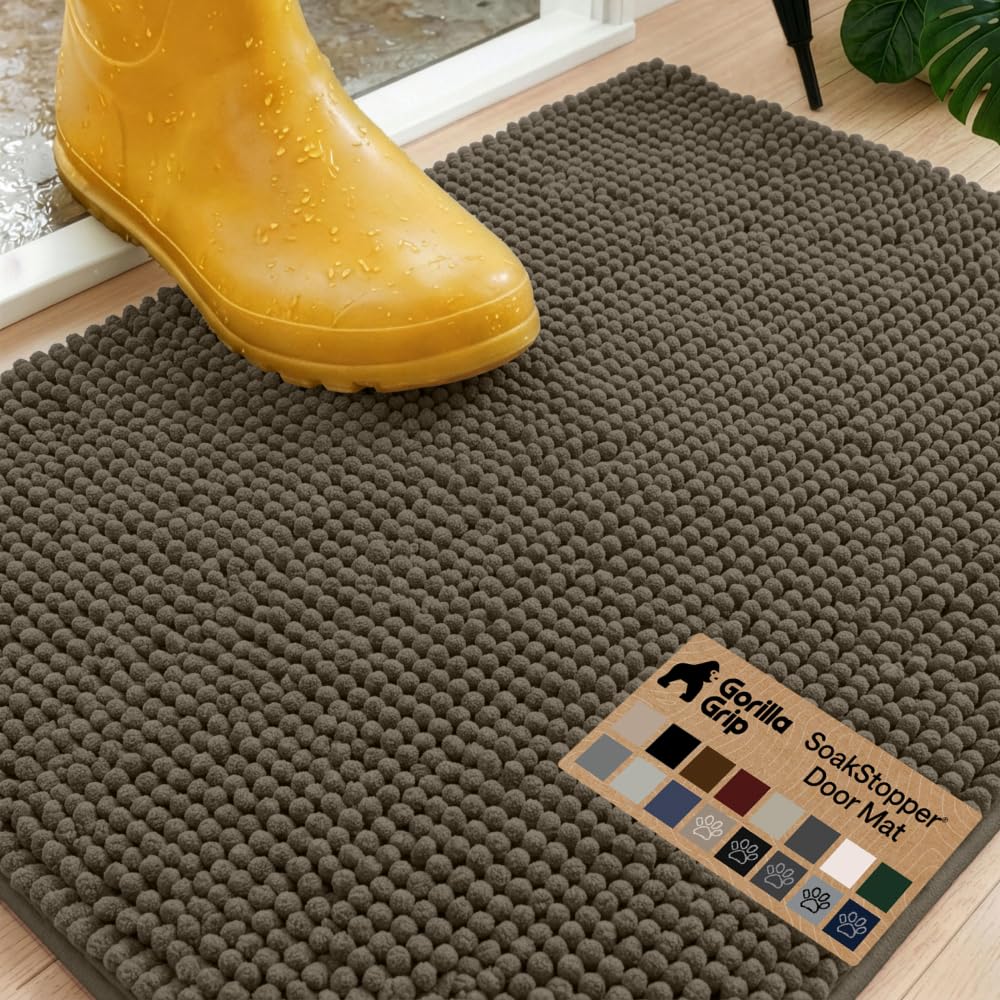 GORILLA GRIP SoakSTOPPER Dog Door Mat, Machine Wash Dry, 24x17 Cappuccino