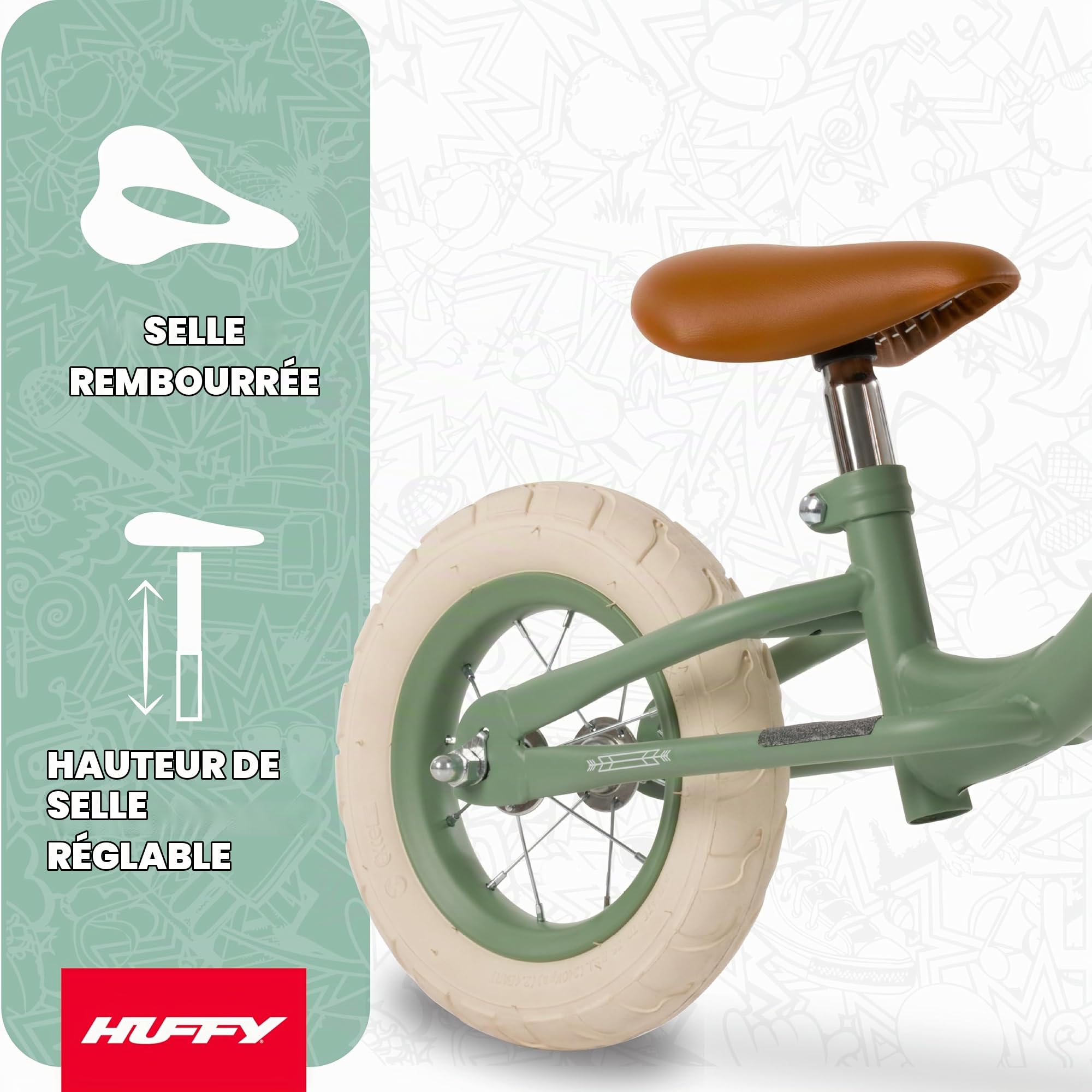 Huffy Vélo d'équilibre Vintage 10", Vert, S
