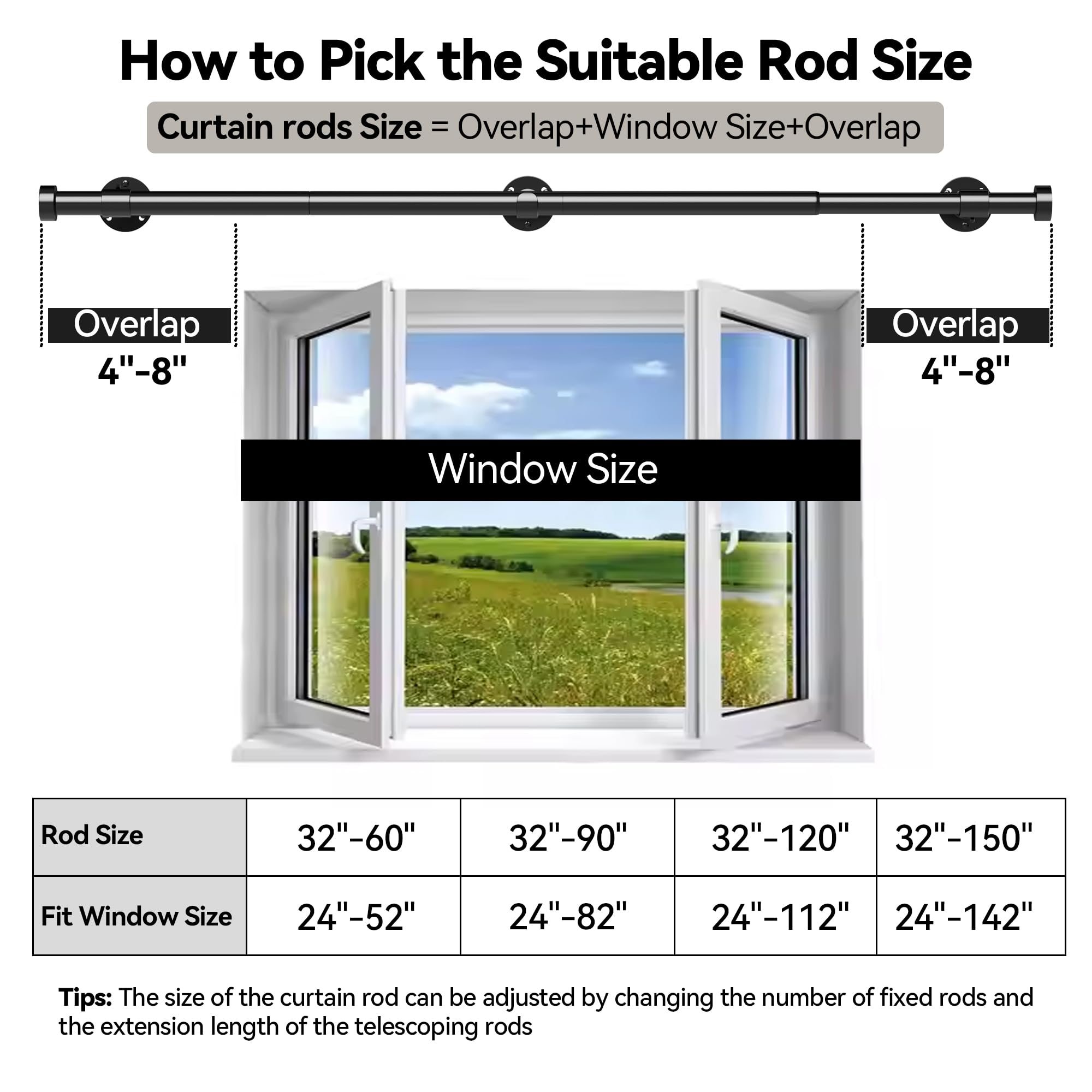 Heavy Duty Curtain Rods - Up to 150 Inch -6