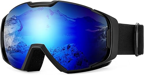 Karsaer Gafas de esquí antivaho, gafas de snowboard OTG UV400, gafas de nieve esféricas de doble lente para hombres, mujeres, jóvenes, K7148