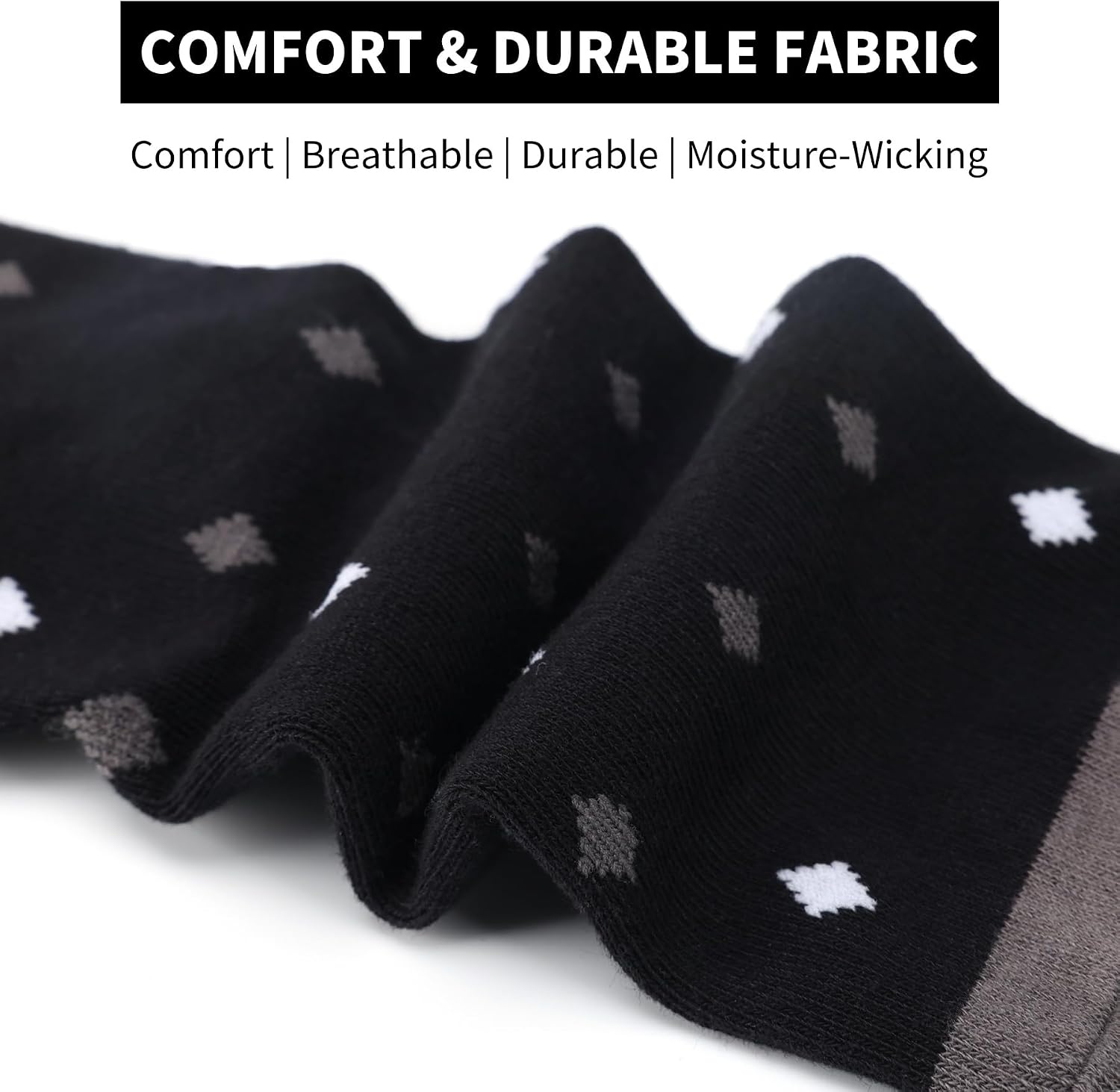 Mens Crew Dress Socks 6 Pack Patterned Combed Cotton Socks for Men | Breathable,Moisture-wicking,Ribbed Elastic Cuff,Soft,Comfy,Machine Washable,Ideal for Wedding Business & Casual