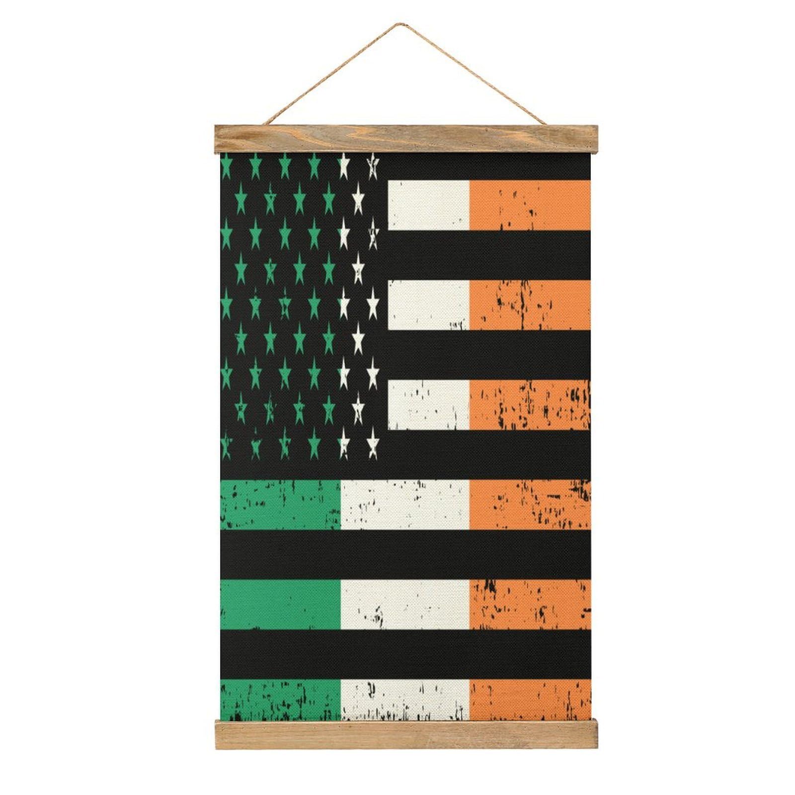 CGSBNGHA Vintage Irish Americans-flag Wall Art Prints Linen Hanging Painting Scroll Paintings Pictures Decor for Home