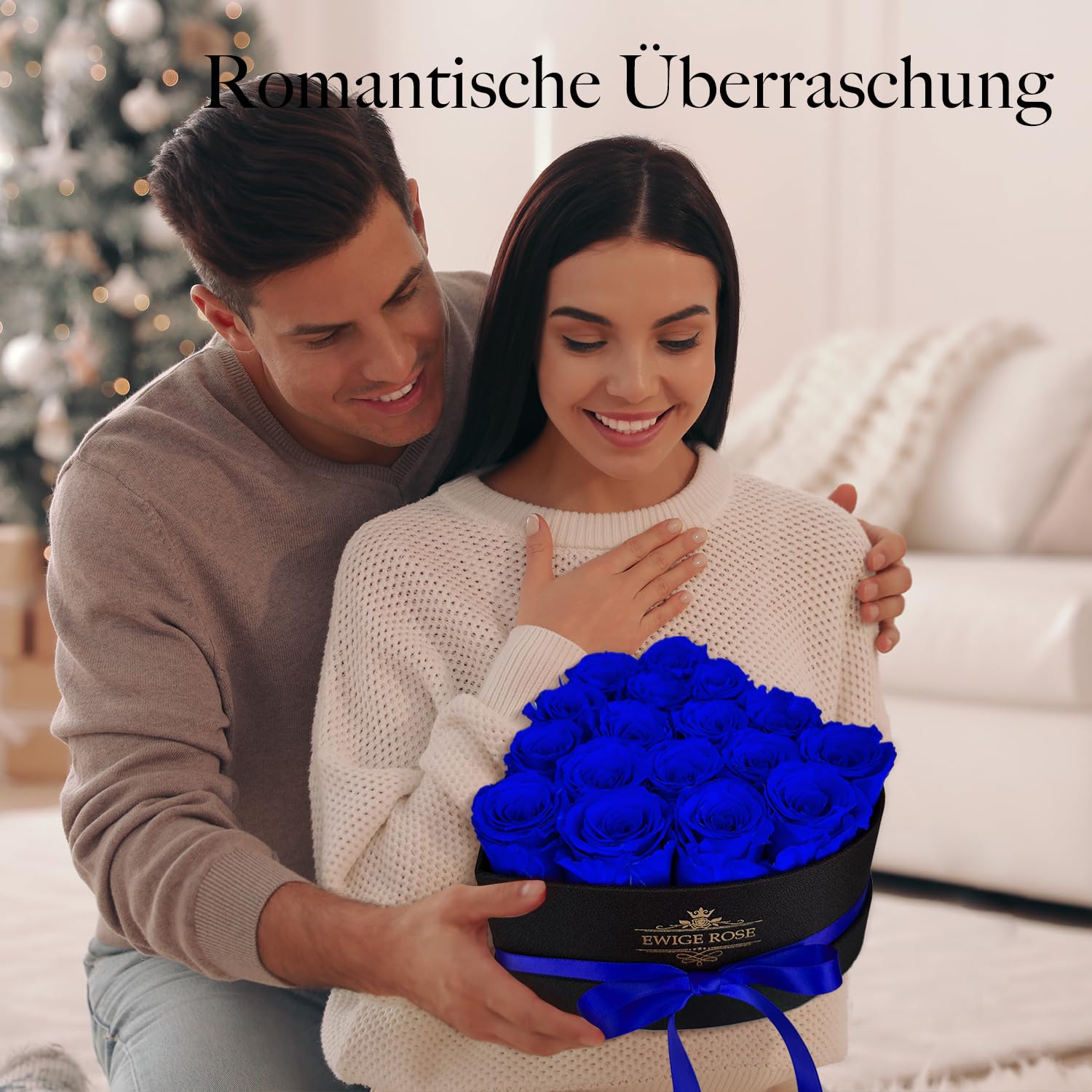 17 Rose Infinity, Regalo di Rose Blu Eterne per Donne, Rosa Conservata in Scatola a Forma di Cuore per Donne, Madre per Compleanno, Anniversario, San Valentino, Festa della Mamma, Natale