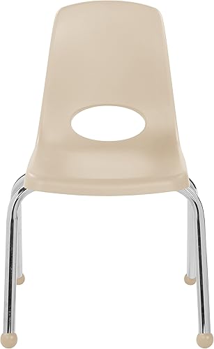 Miniatura 9 de FDP 10380-SD - Silla escolar apilable de 14 pulgadas, asiento apilable para estudiantes con patas de acero cromado y deslizadores de bolas para