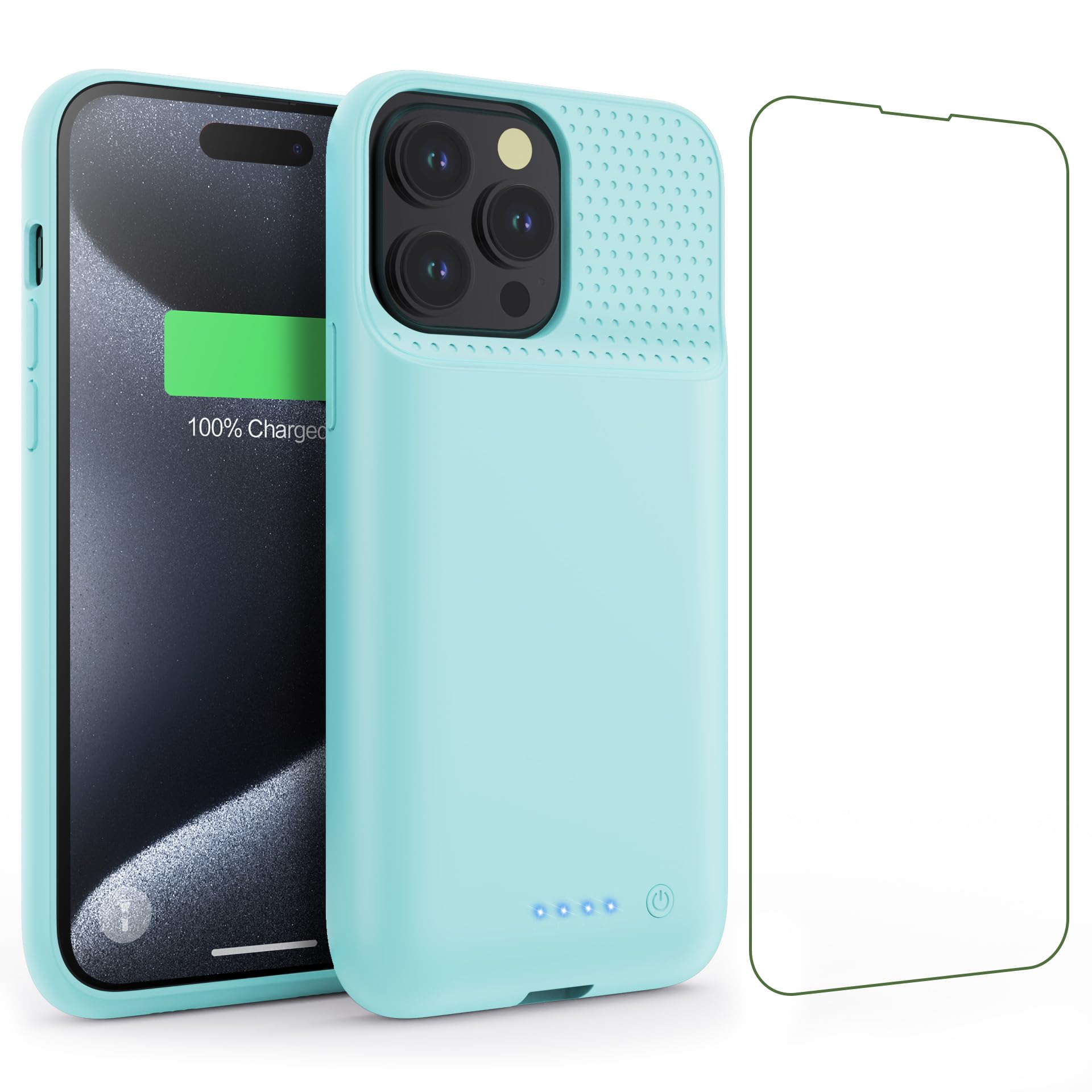 QTshine Battery Case for iPhone 15Pro Max, Upgrade 8600mah Portable Slim Battery Charging Case, 15W Fast Charging Rechargeable Protective Extended