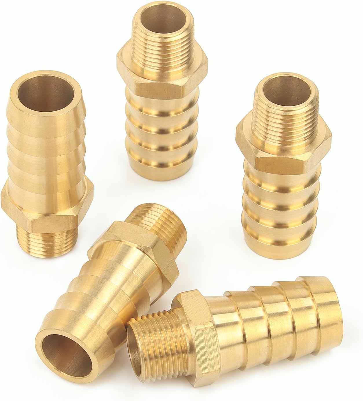 LTWFITTING Brass Barb Fitting Connector 3/4-Inch Hose ID x 3/8-Inch Male NPT Vehicle Fuel System Heater System (Pack of 10)