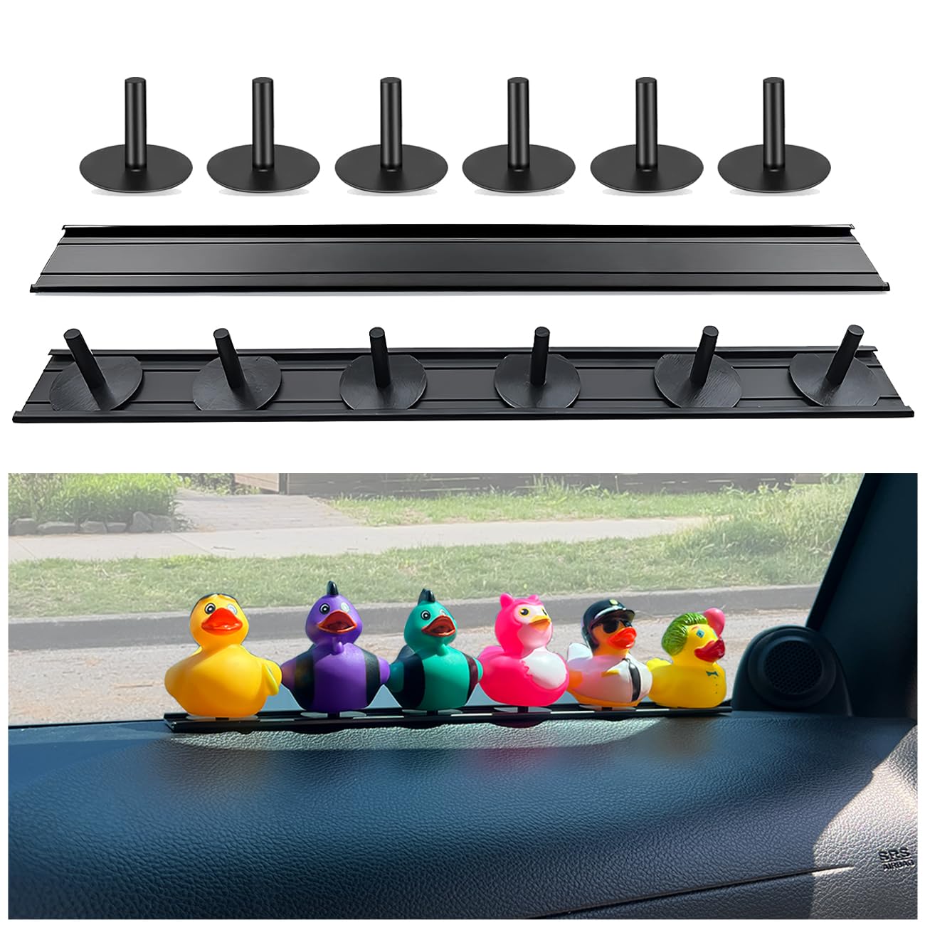 WLORYB Duck Holder for Jeep,Aluminum Slide Rail Duck Mount for Car Dash,Freely Adjustable Rubber Duck Plugs,2 PCS(Not Include Rubber Ducks)