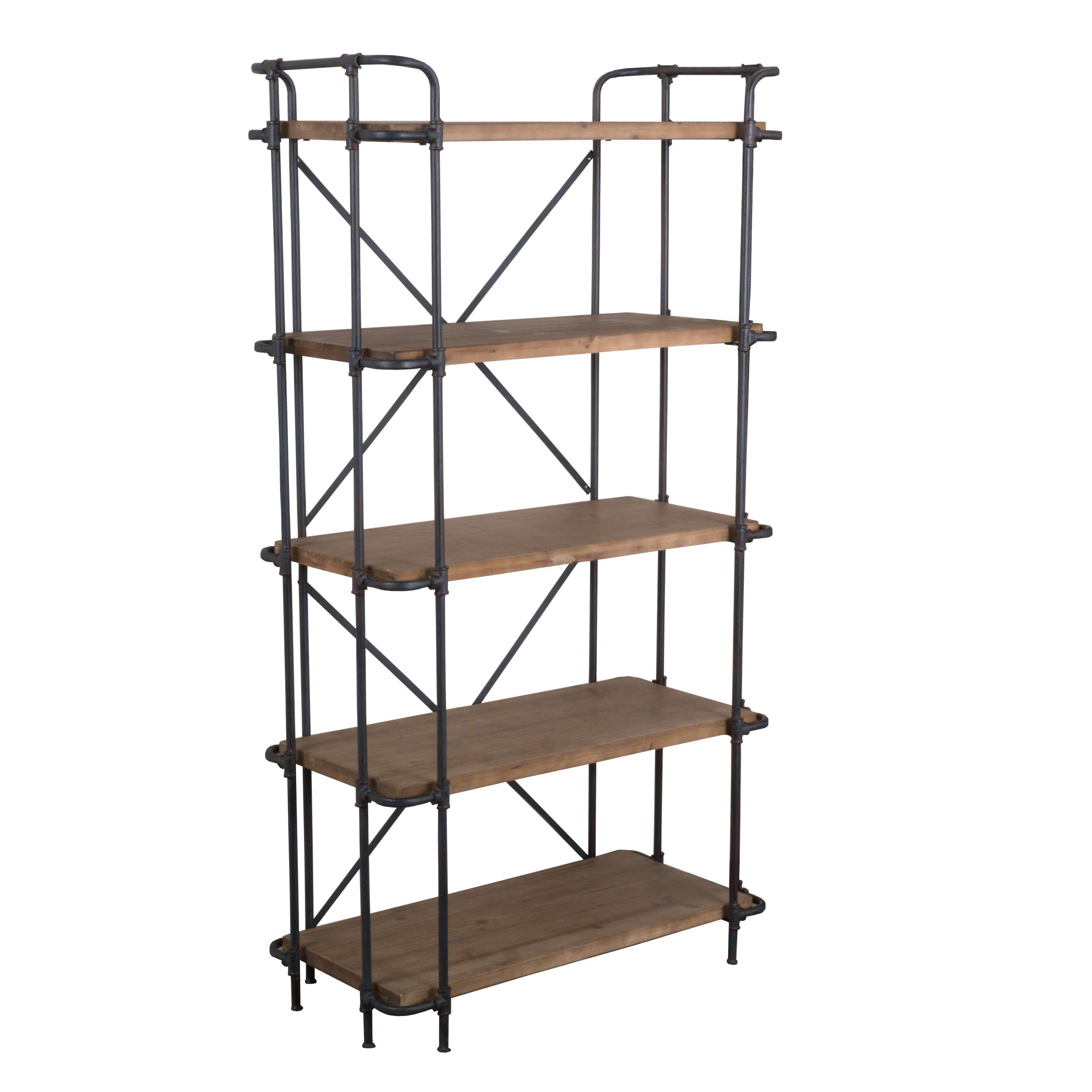 Christopher Knight Home Cobek 5-Shelf Industrial Design Solid Wood Bookcase, Brown