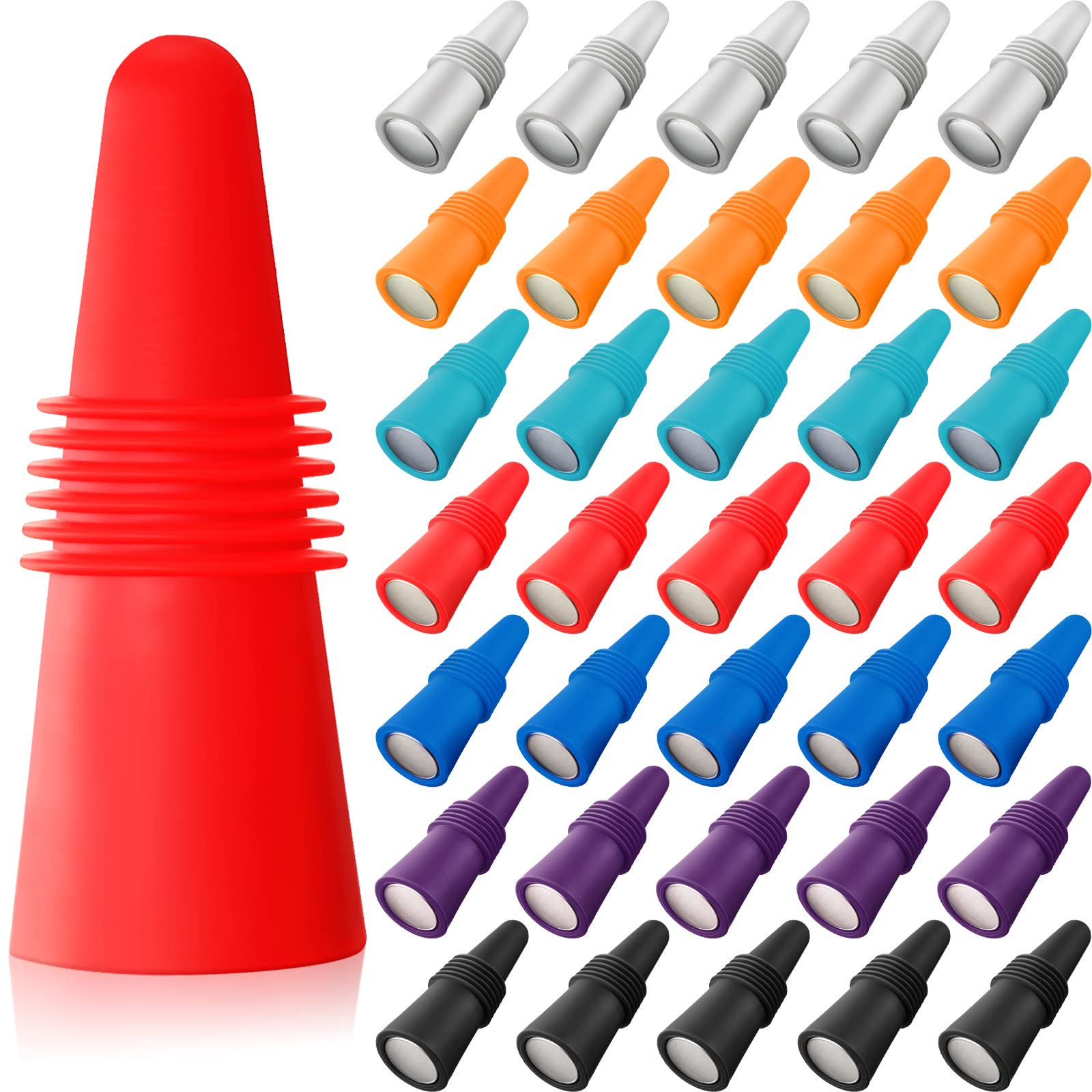 Bouchons de bouteille de vin en silicone multicolores contre le gaspillage de vos boissons