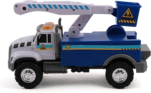 Miniatura 4 de Mighty Fleet Rescue Force Tough CAB Cherry Picker Toy Truck - Realistic Lights & Sounds, Movable Cherry Picker Arm, Durable Plastic Construction
