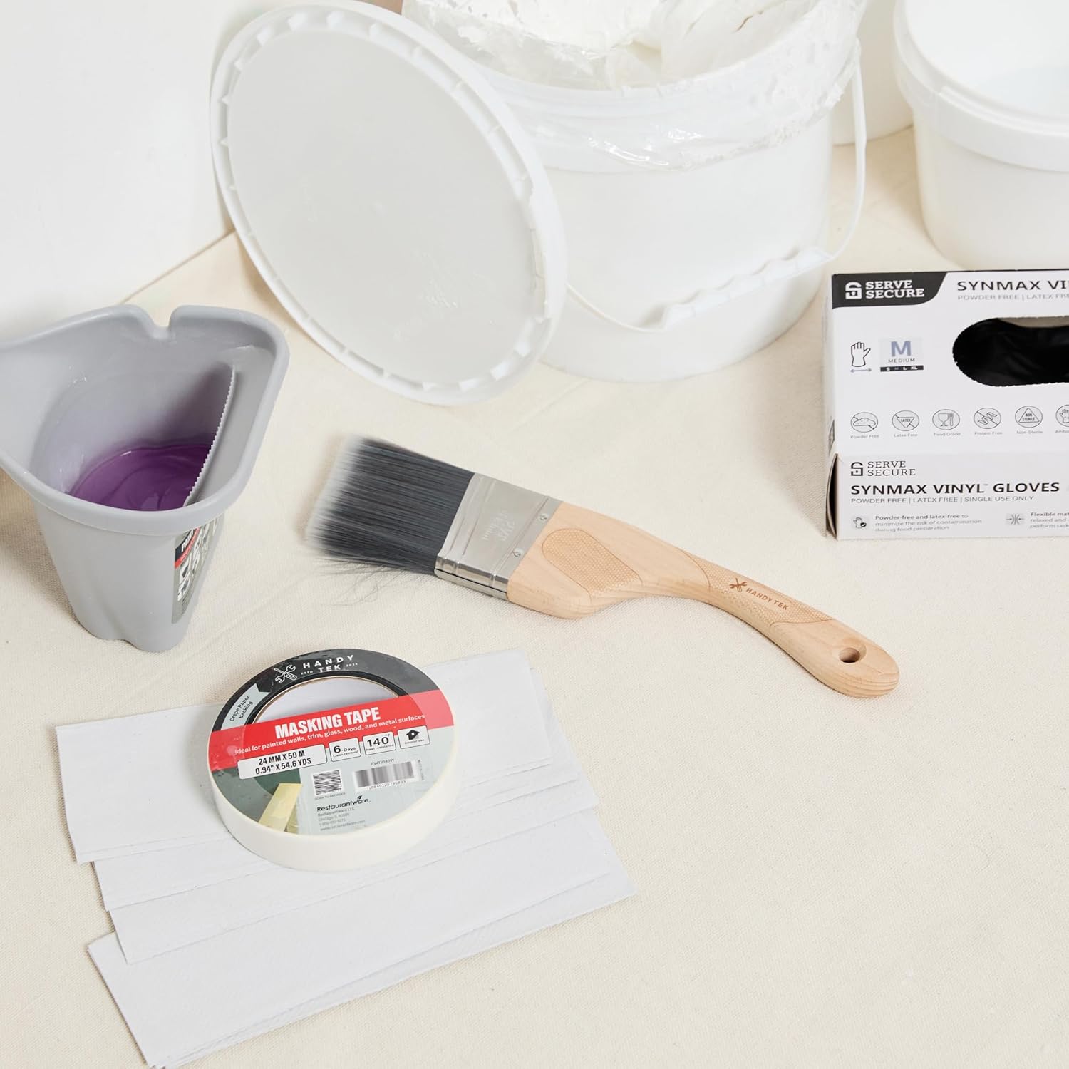 Restaurantware Angled Paint Brush 72 Count 2.5 Inch Size Nylon Polyester Precision Brush - Stainless Steel Ferrule - Wood Handle - Gray